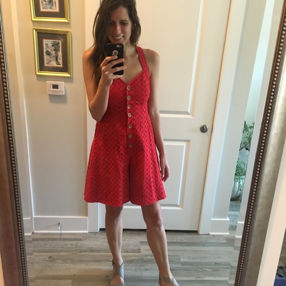 Anthropologie Dresses & Skirts - Red Lace Romper size 2